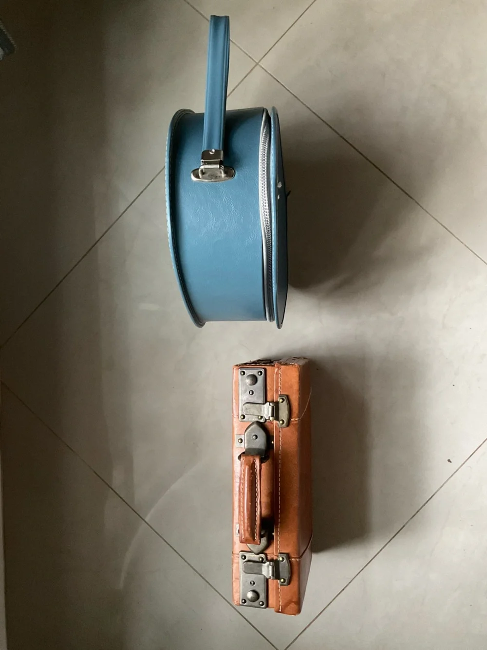 Pair of Vintage Train Case Luggage Lot of 2